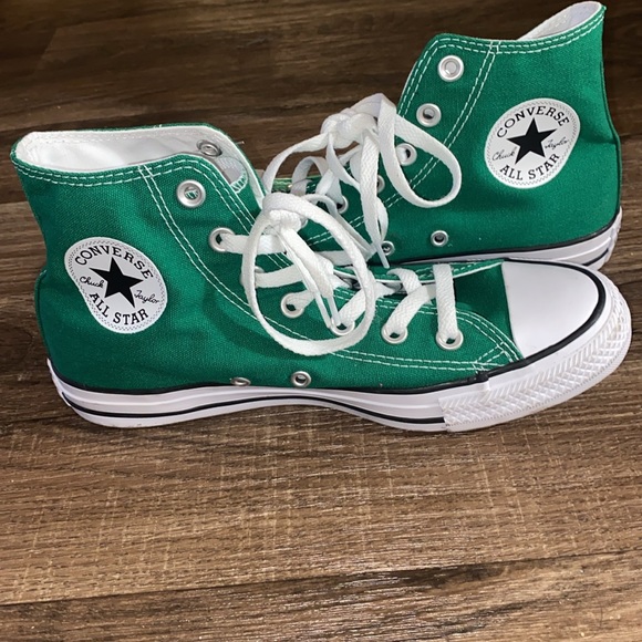 Converse Green and White High-Top Sneakers - Picture 9 of 10